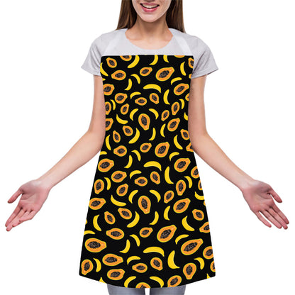 Papaya And Banana Pattern Print Adjustable Apron