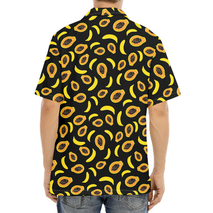 Papaya And Banana Pattern Print Aloha Shirt