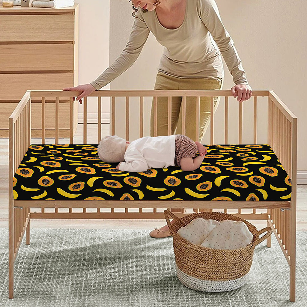 Papaya And Banana Pattern Print Baby Crib Sheet