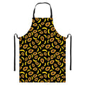 Papaya And Banana Pattern Print Bib Apron With Pocket