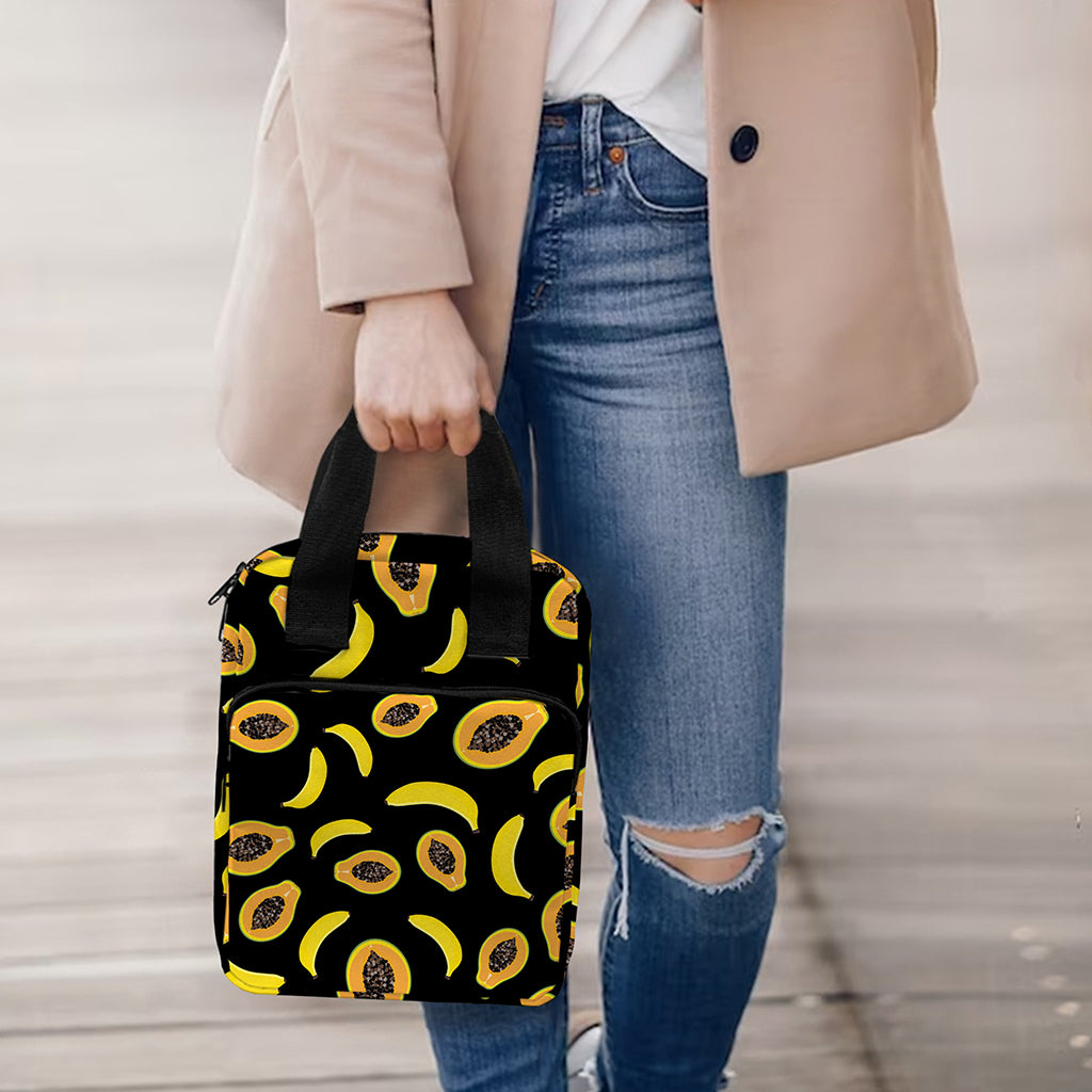 Papaya And Banana Pattern Print Bible Tote Bag
