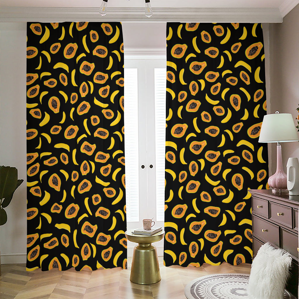 Papaya And Banana Pattern Print Blackout Pencil Pleat Curtains
