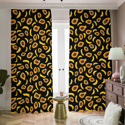 Papaya And Banana Pattern Print Blackout Pencil Pleat Curtains