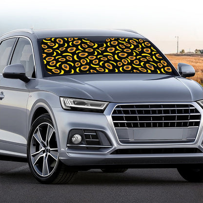 Papaya And Banana Pattern Print Car Windshield Sun Shade