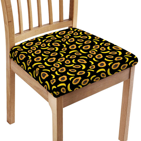 Papaya And Banana Pattern Print Chair Cushion Cover