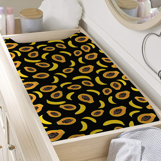 Papaya And Banana Pattern Print Changing Pad Cover