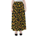 Papaya And Banana Pattern Print Chiffon Maxi Skirt