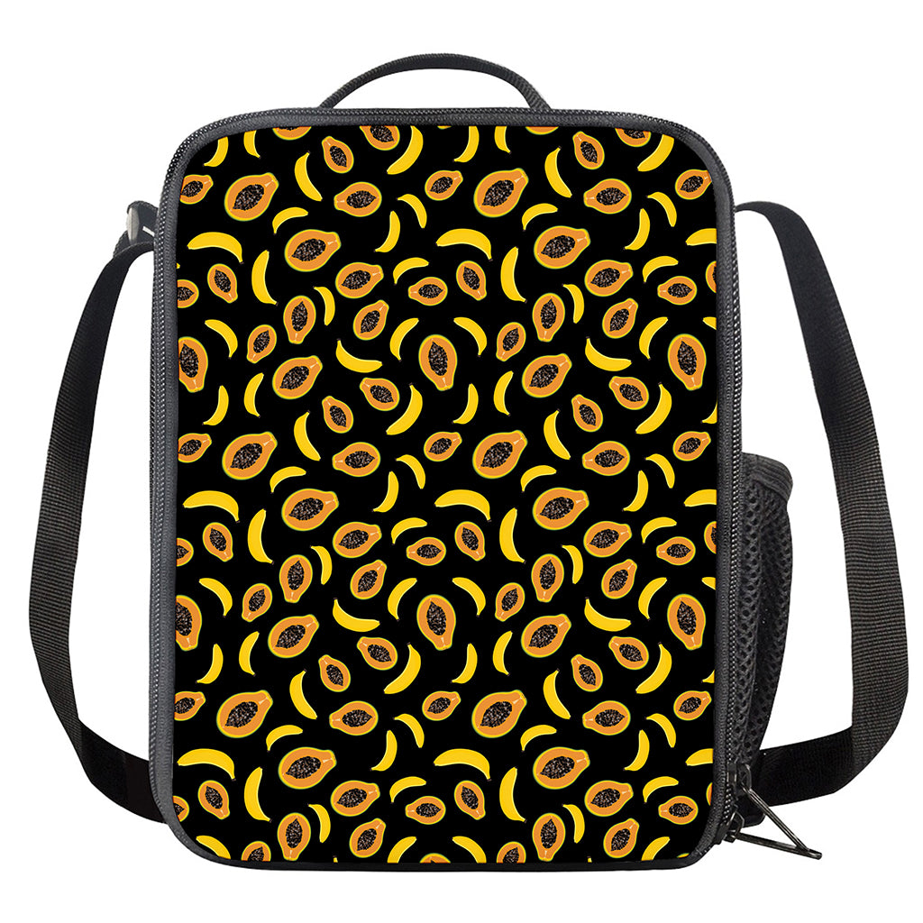 Papaya And Banana Pattern Print Crossbody Lunch Bag