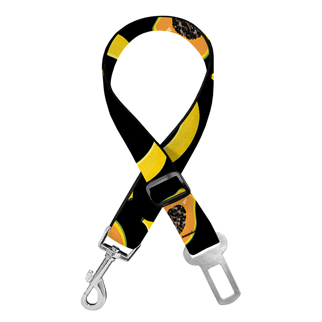 Papaya And Banana Pattern Print Dog Seat Belt