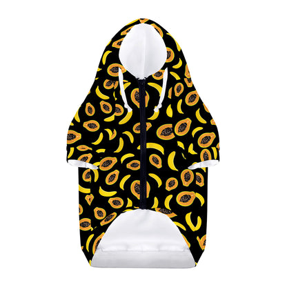 Papaya And Banana Pattern Print Dog Zip Up Hoodie