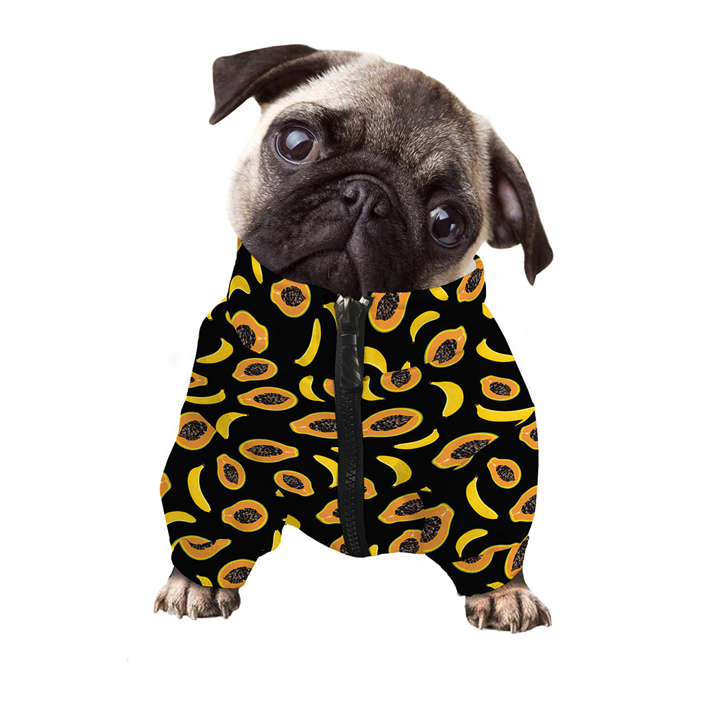 Papaya And Banana Pattern Print Dog Zip Up Jacket