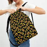 Papaya And Banana Pattern Print Drawstring Backpack