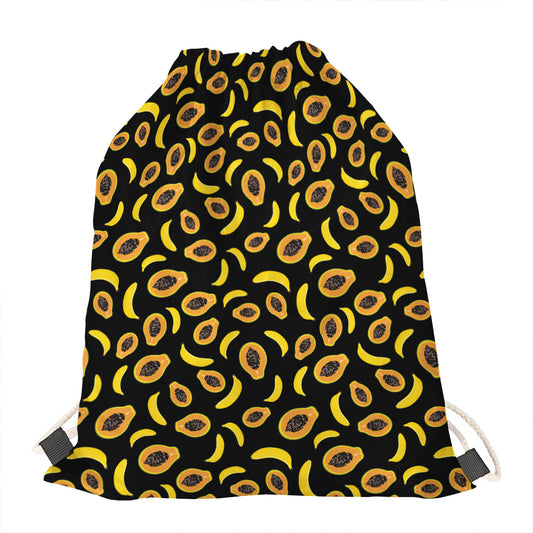 Papaya And Banana Pattern Print Drawstring Bag