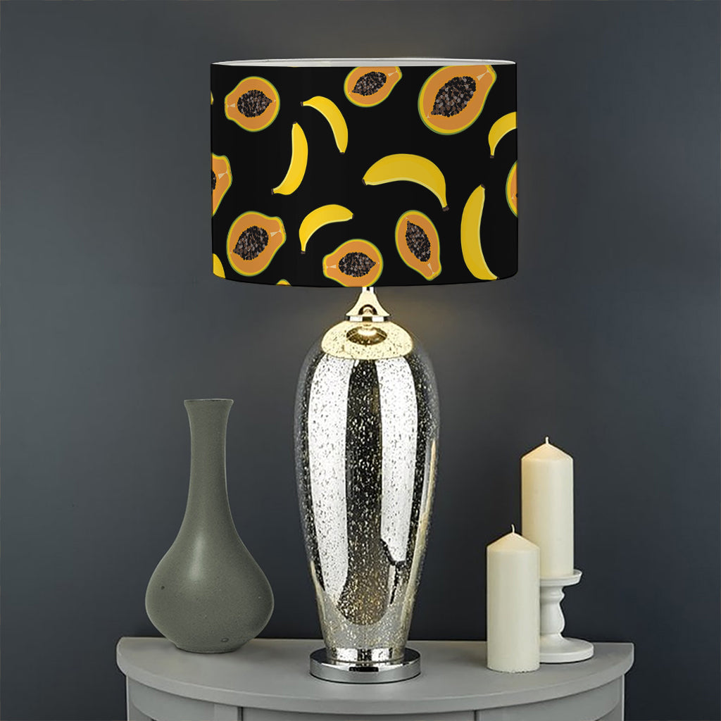Papaya And Banana Pattern Print Drum Lamp Shade