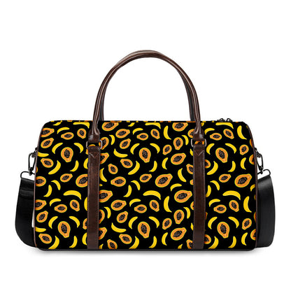 Papaya And Banana Pattern Print Duffle Bag