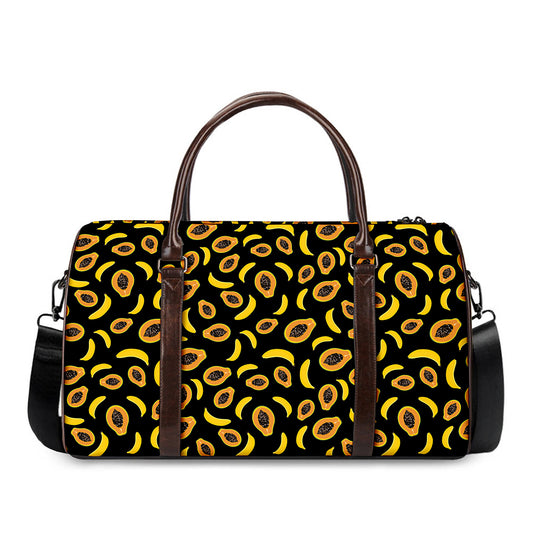 Papaya And Banana Pattern Print Duffle Bag