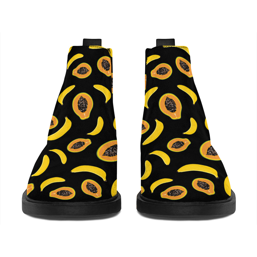 Papaya And Banana Pattern Print Flat Ankle Boots