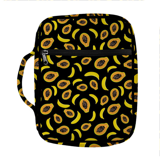 Papaya And Banana Pattern Print Front Pocket Bible Bag