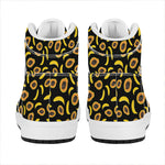 Papaya And Banana Pattern Print High Top Leather Sneakers
