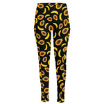 Papaya And Banana Pattern Print High-Waisted Pocket Leggings