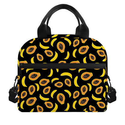 Papaya And Banana Pattern Print Insulated Lunch Bag
