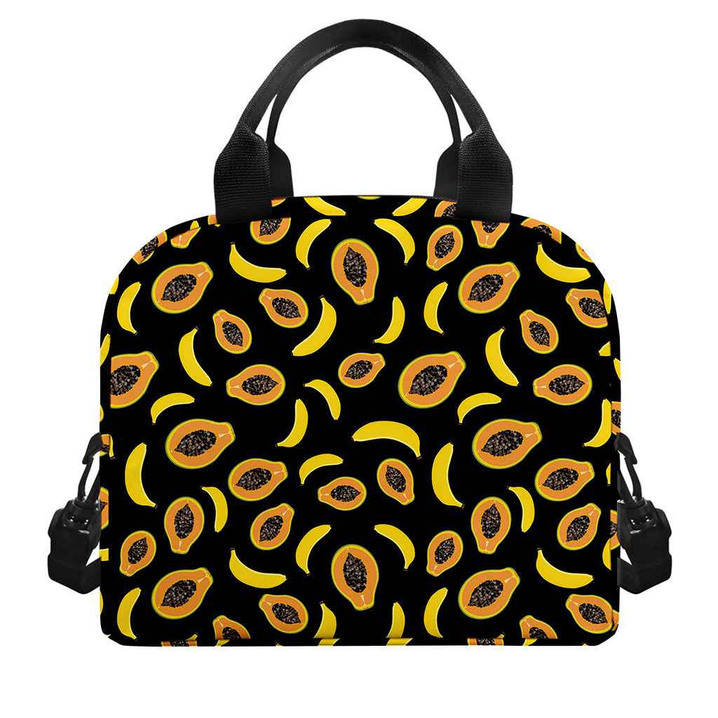 Papaya And Banana Pattern Print Insulated Lunch Bag
