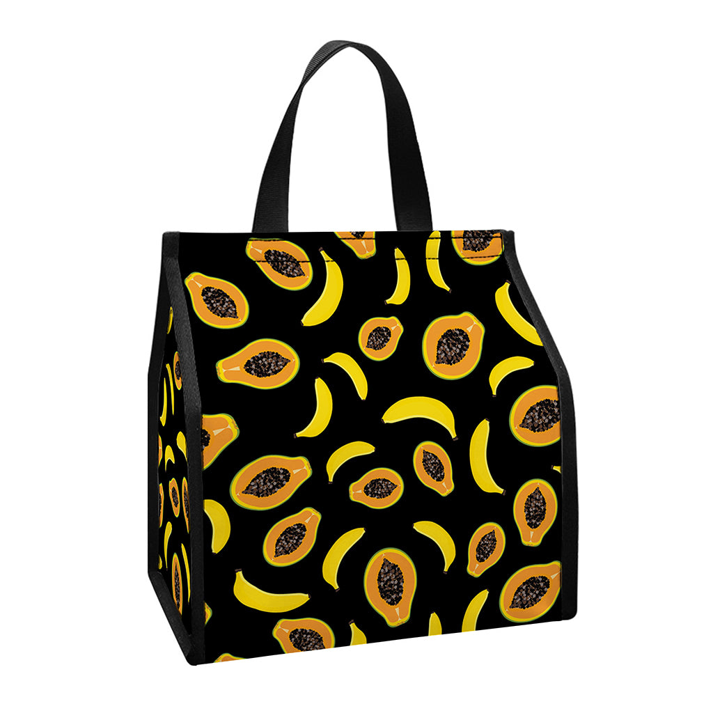 Papaya And Banana Pattern Print Insulated Lunch Tote