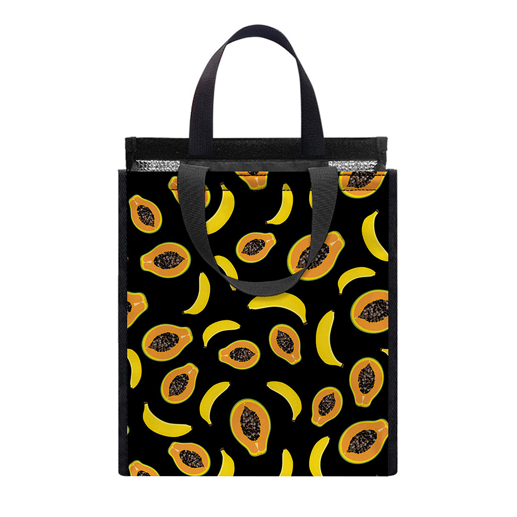 Papaya And Banana Pattern Print Insulated Lunch Tote