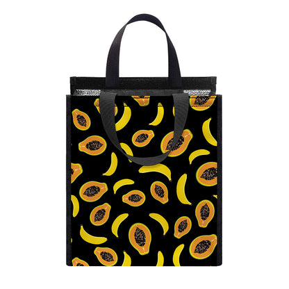 Papaya And Banana Pattern Print Insulated Lunch Tote