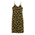 Papaya And Banana Pattern Print Jersey Midi Cami Dress