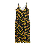 Papaya And Banana Pattern Print Jersey Midi Cami Dress