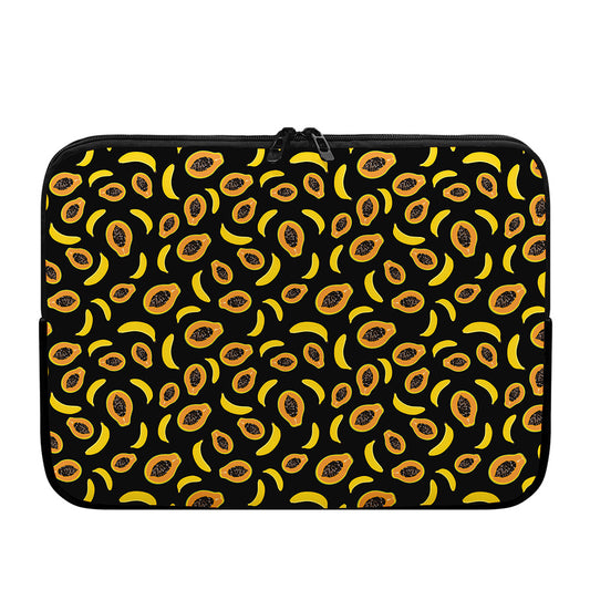 Papaya And Banana Pattern Print Laptop Sleeve