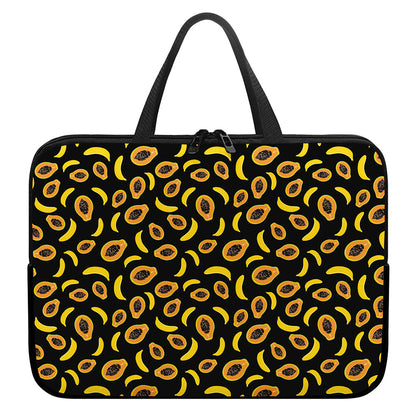 Papaya And Banana Pattern Print Laptop Sleeve With Handle