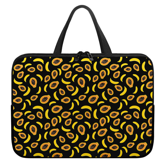Papaya And Banana Pattern Print Laptop Sleeve With Handle