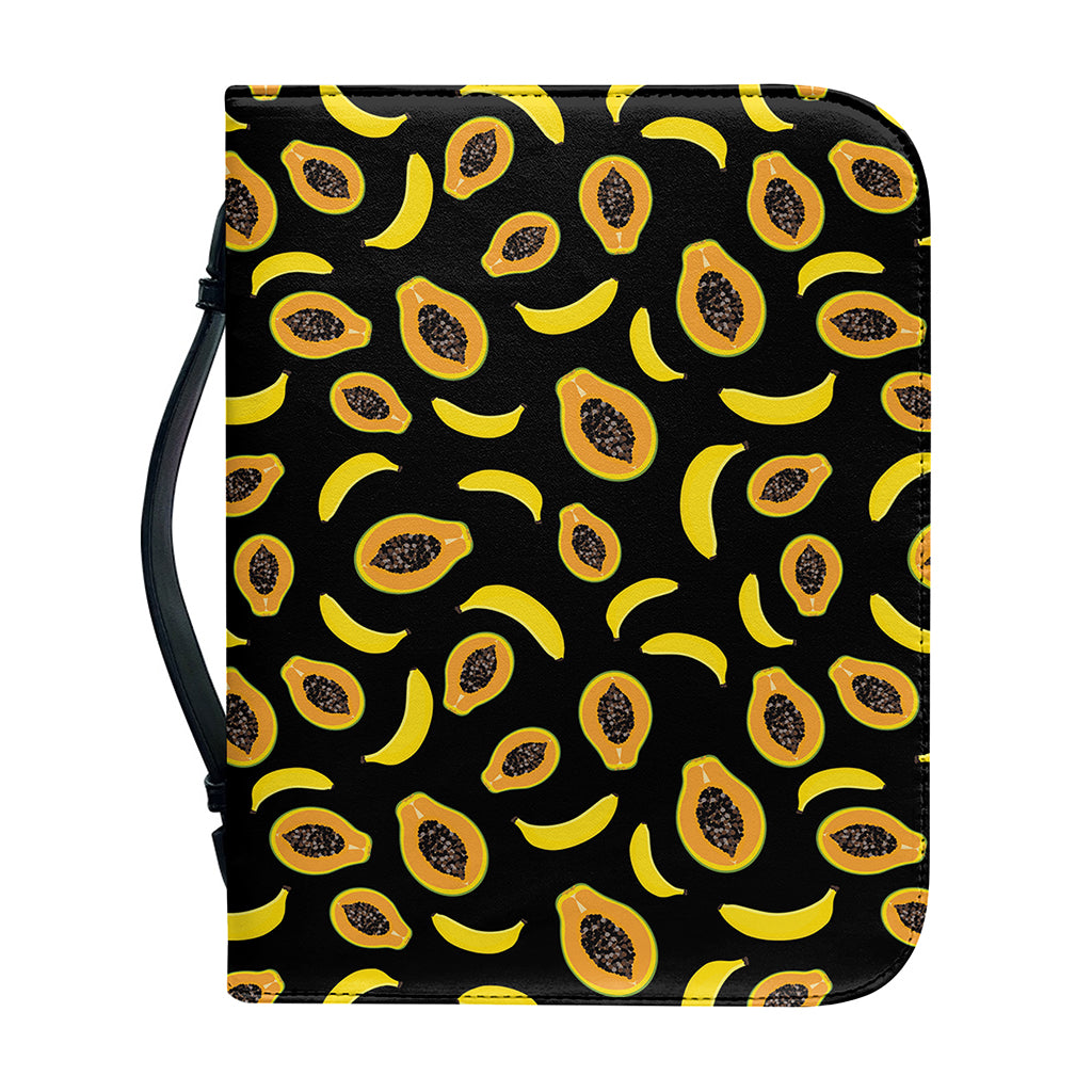 Papaya And Banana Pattern Print Leather Bible Cover