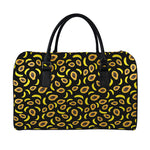 Papaya And Banana Pattern Print Leather Duffle Bag