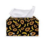 Papaya And Banana Pattern Print Leather Tissue Box Cover