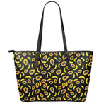 Papaya And Banana Pattern Print Leather Tote Bag