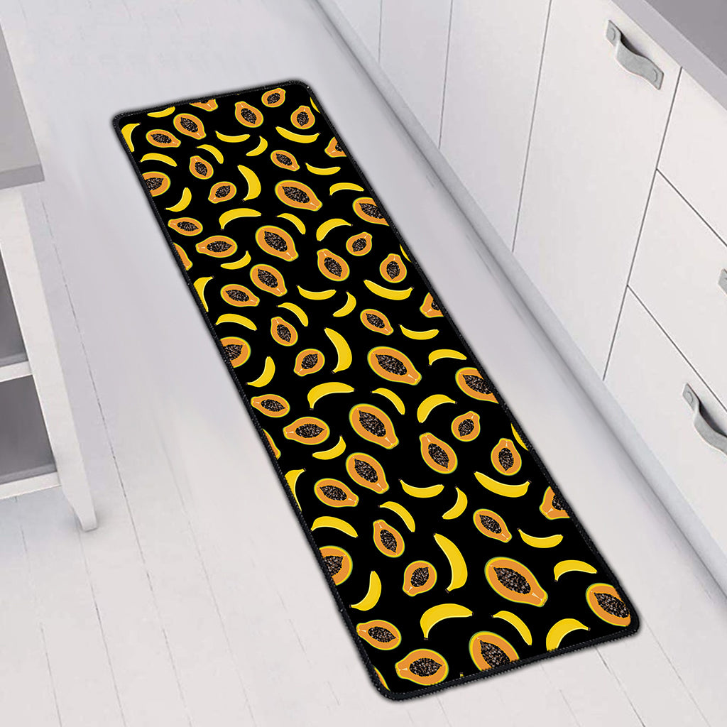 Papaya And Banana Pattern Print Long Kitchen Mat