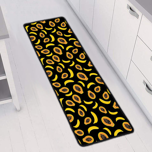 Papaya And Banana Pattern Print Long Kitchen Mat