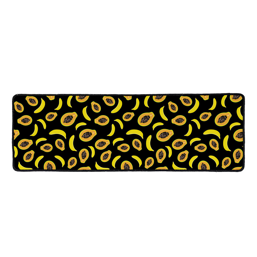 Papaya And Banana Pattern Print Long Kitchen Mat