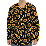 Papaya And Banana Pattern Print Long Sleeve Baseball Jersey