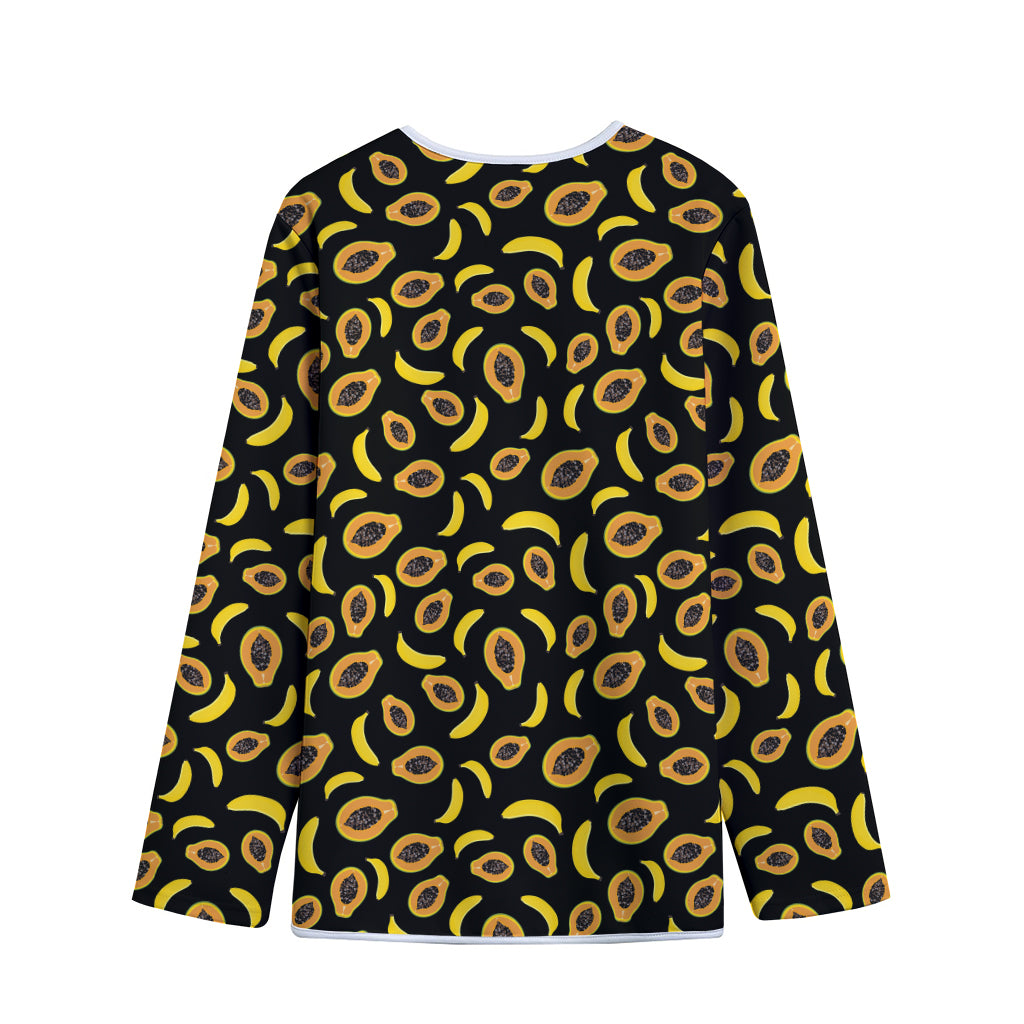 Papaya And Banana Pattern Print Long Sleeve Short Coat