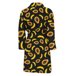 Papaya And Banana Pattern Print Men's Bathrobe