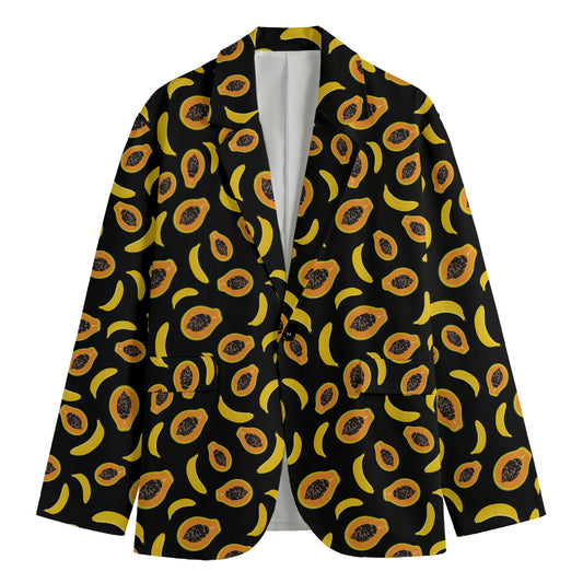 Papaya And Banana Pattern Print Men's Blazer