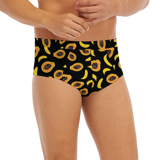 Papaya And Banana Pattern Print Men's Briefs