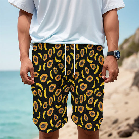 Papaya And Banana Pattern Print Men's Cargo Shorts