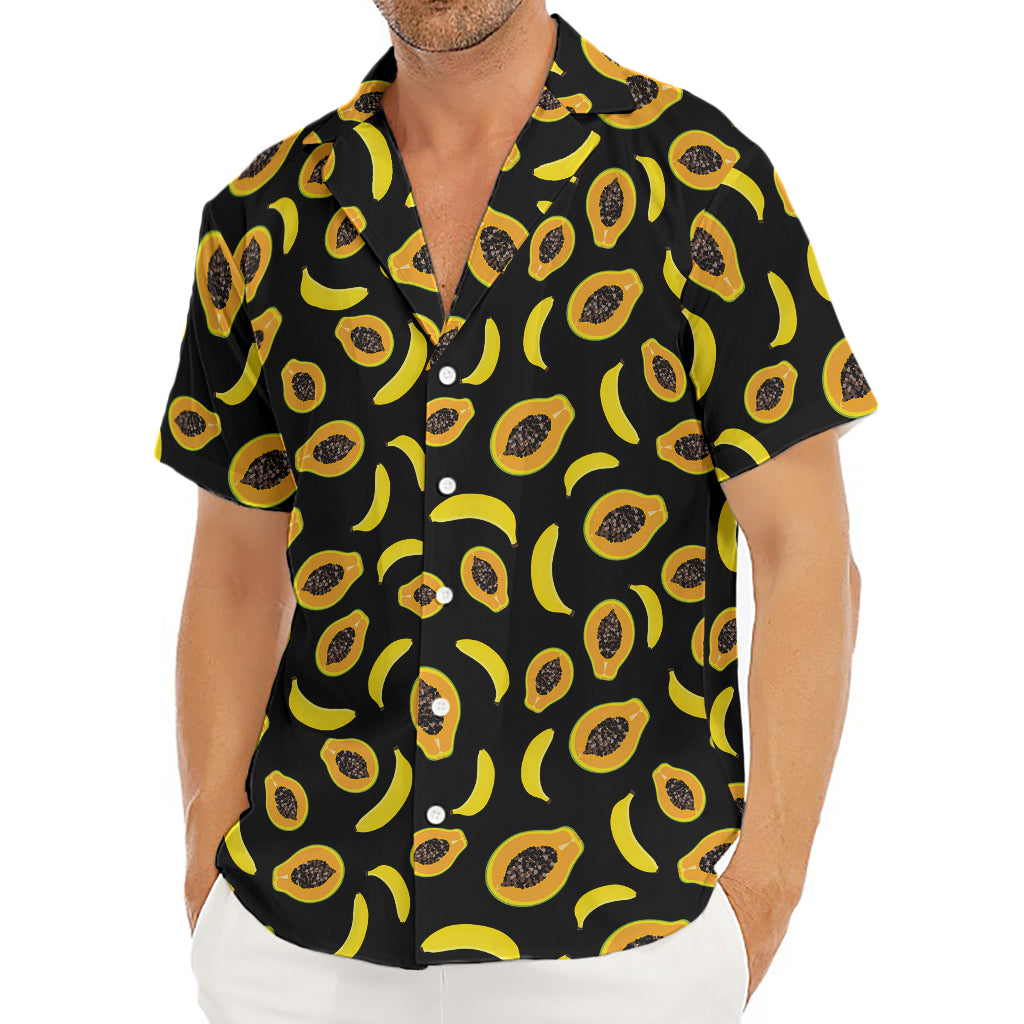 Papaya And Banana Pattern Print Men's Deep V-Neck Shirt