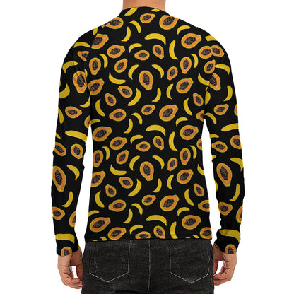 Papaya And Banana Pattern Print Men's Long Sleeve Rash Guard