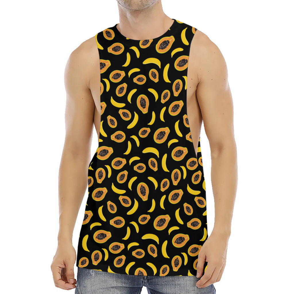 Papaya And Banana Pattern Print Men's Muscle Tank Top